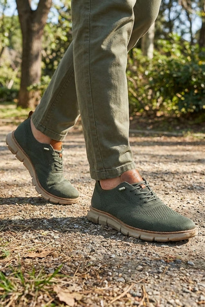 Men's Sneakers with Lacing and Knitted Look