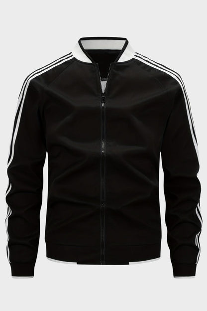 Men's Training Jacket with Zip and Stand-Up Collar