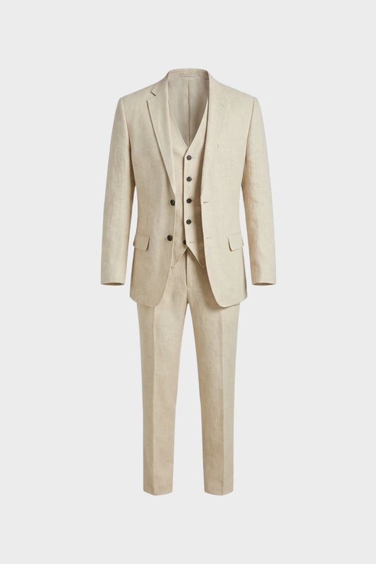 Men's Suit with Waistcoat and Slim-Fit Jacket