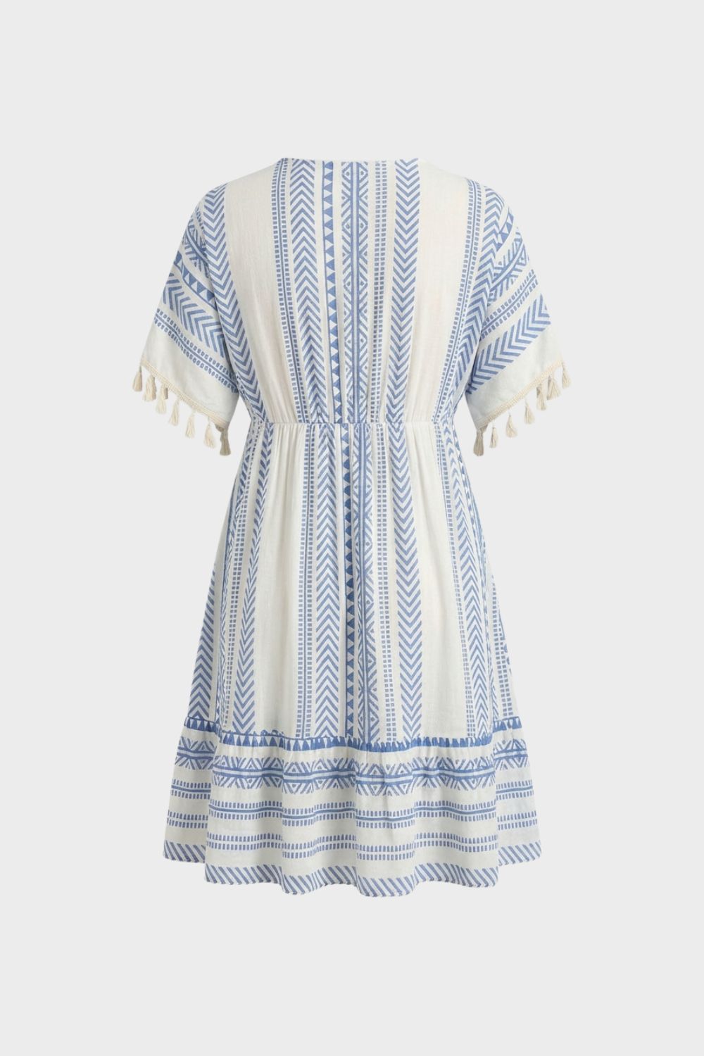 Summer Dress for Women V-Neck with Pattern and Tassels