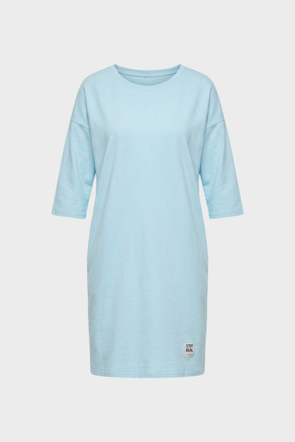 Women's Jersey Dress with Round Neck and 3/4 Sleeve