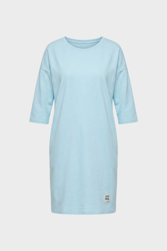 Women's Jersey Dress with Round Neck and 3/4 Sleeve