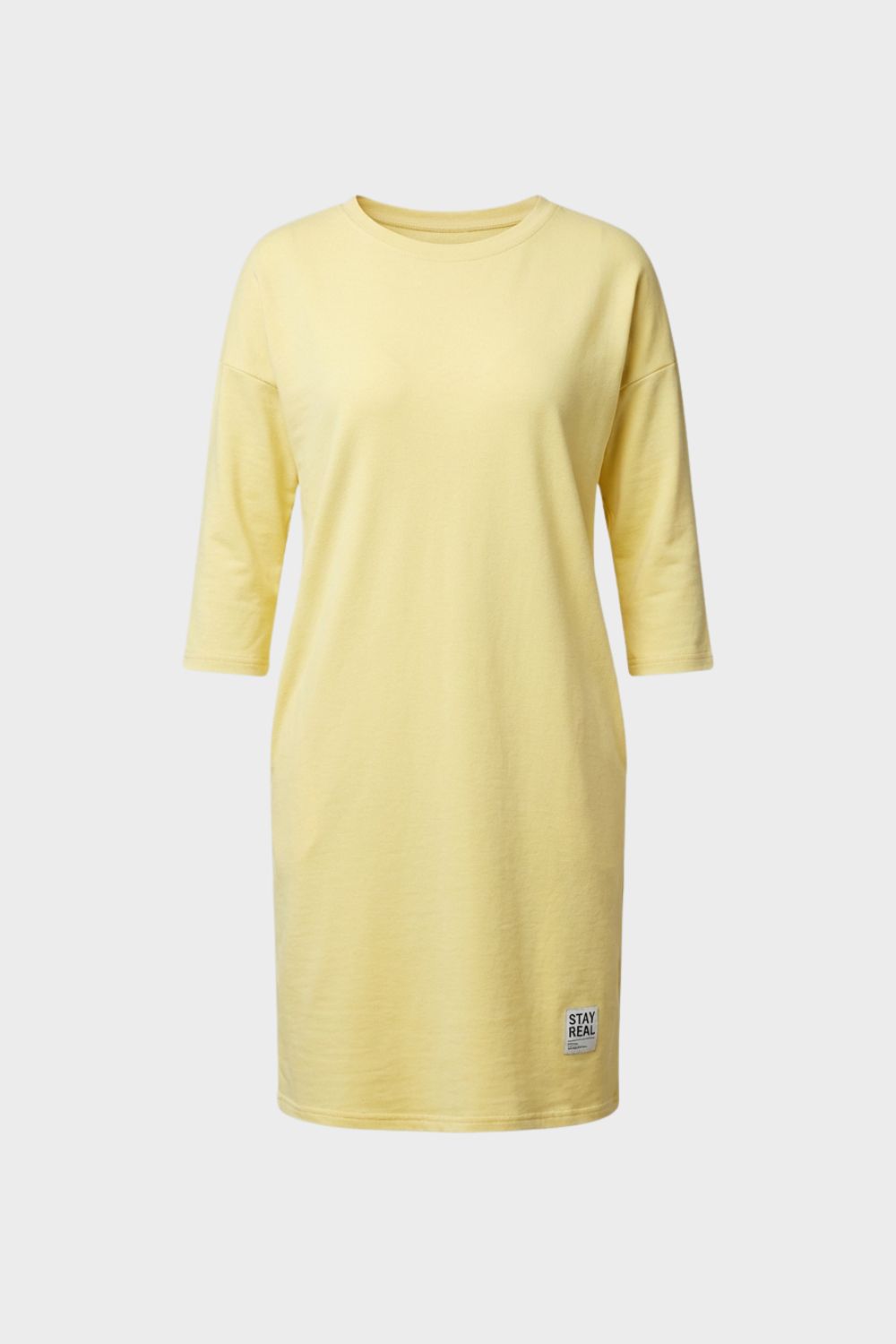 Women's Jersey Dress with Round Neck and 3/4 Sleeve