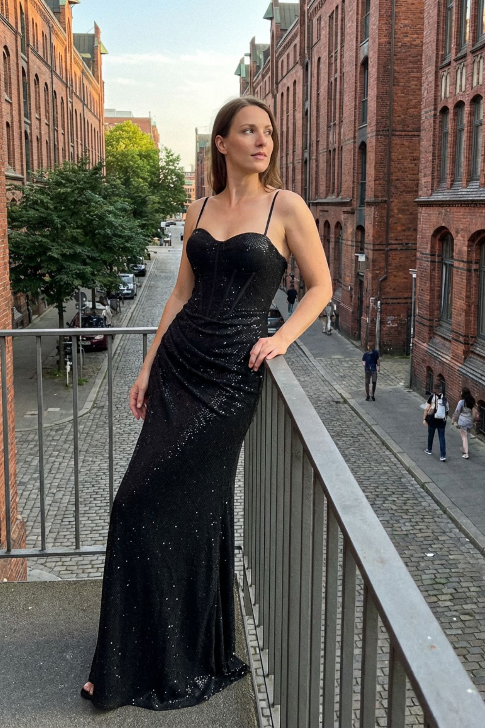 Women's Evening Dress Long with Spaghetti Straps