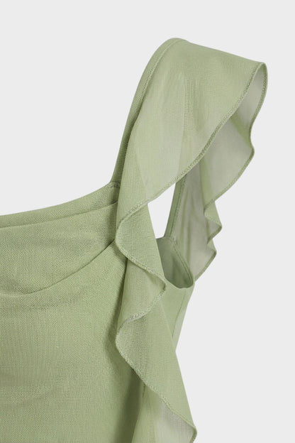 Women's Maxi Dress with Ruffles and Slim Fit