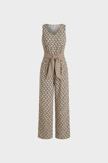 Women's Jumpsuit with V-Neck and Wide Leg