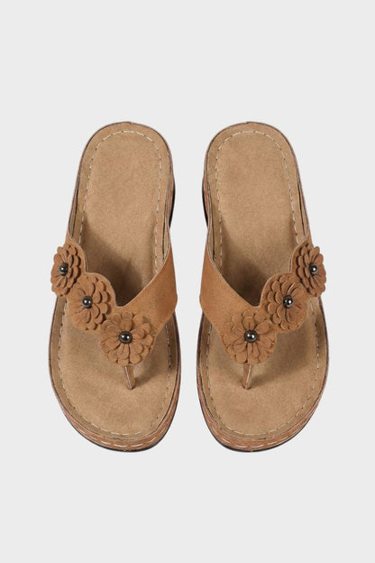 Women's  Flip-Flops Sandals with Floral Appliqué