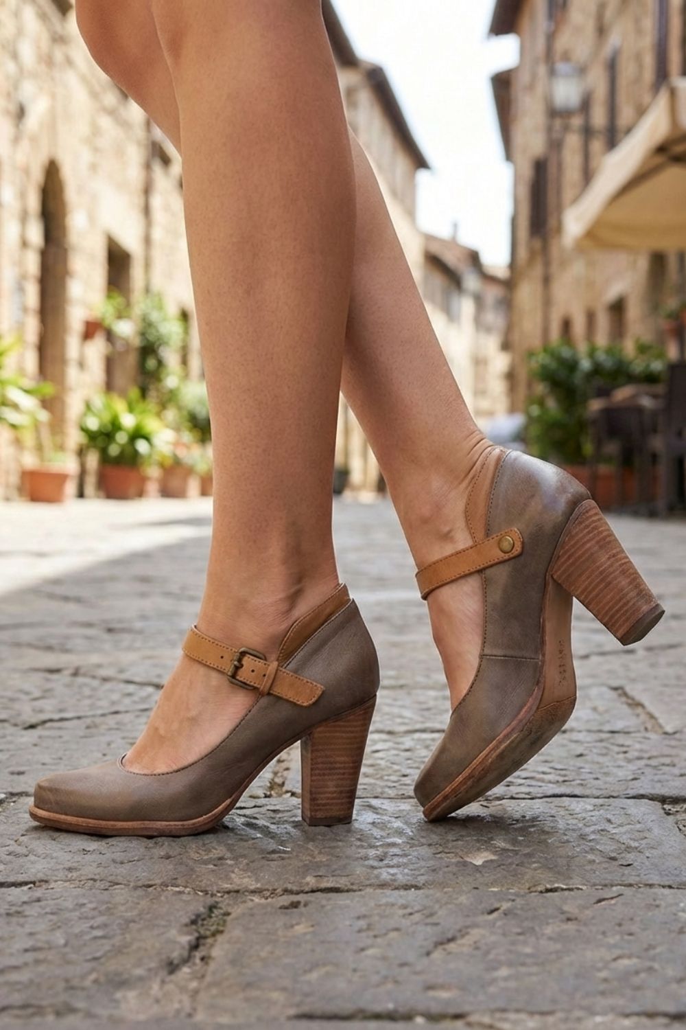 Women's Pumps with Straps and Block Heel
