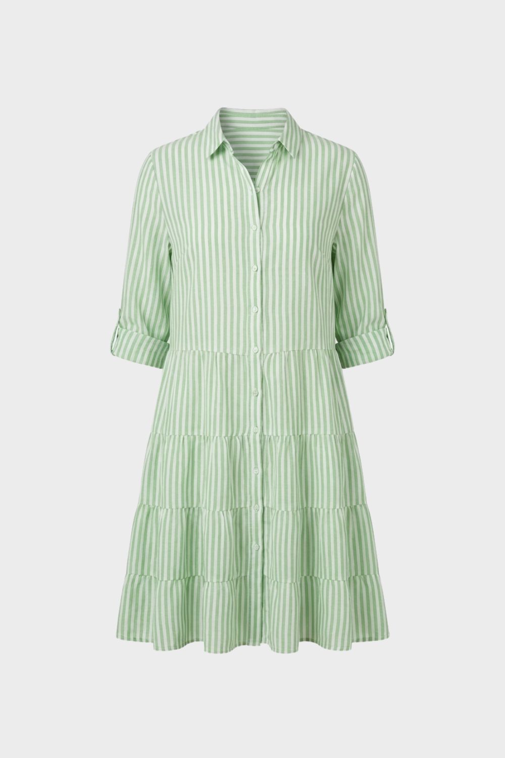 Women's Shirt Dress with Stripes and Button Placket