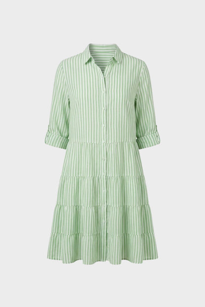 Women's Shirt Dress with Stripes and Button Placket