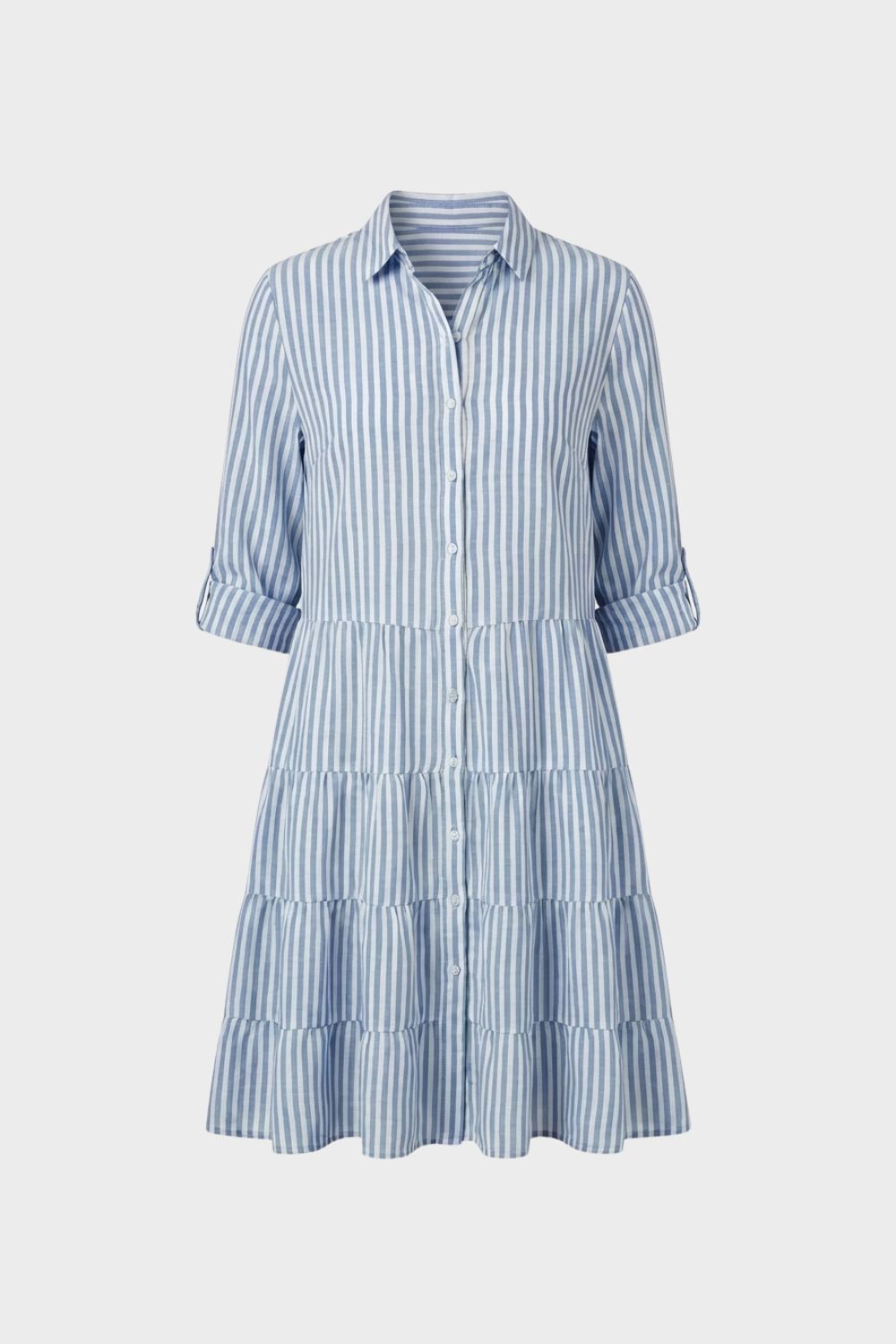 Women's Shirt Dress with Stripes and Button Placket