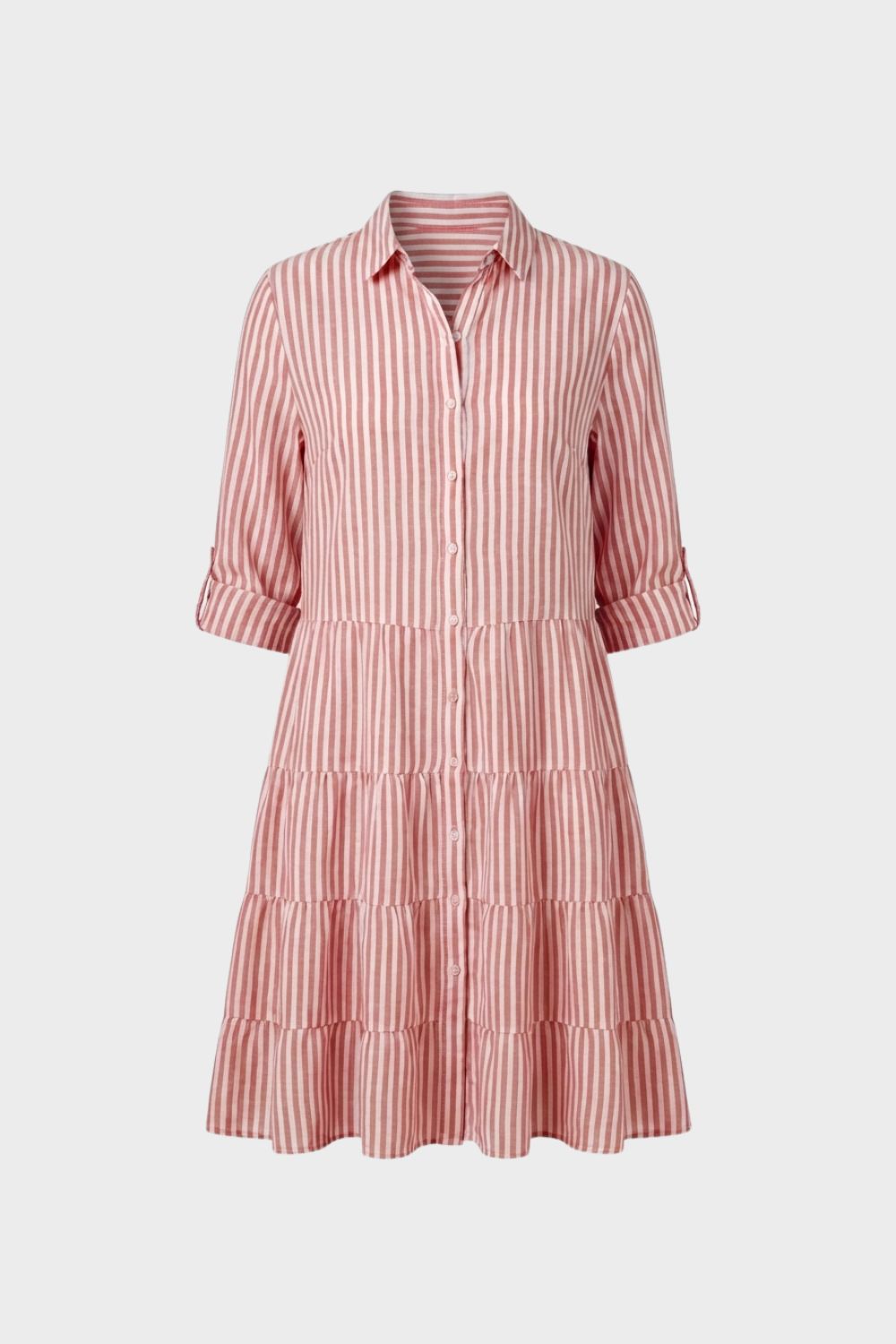 Women's Shirt Dress with Stripes and Button Placket