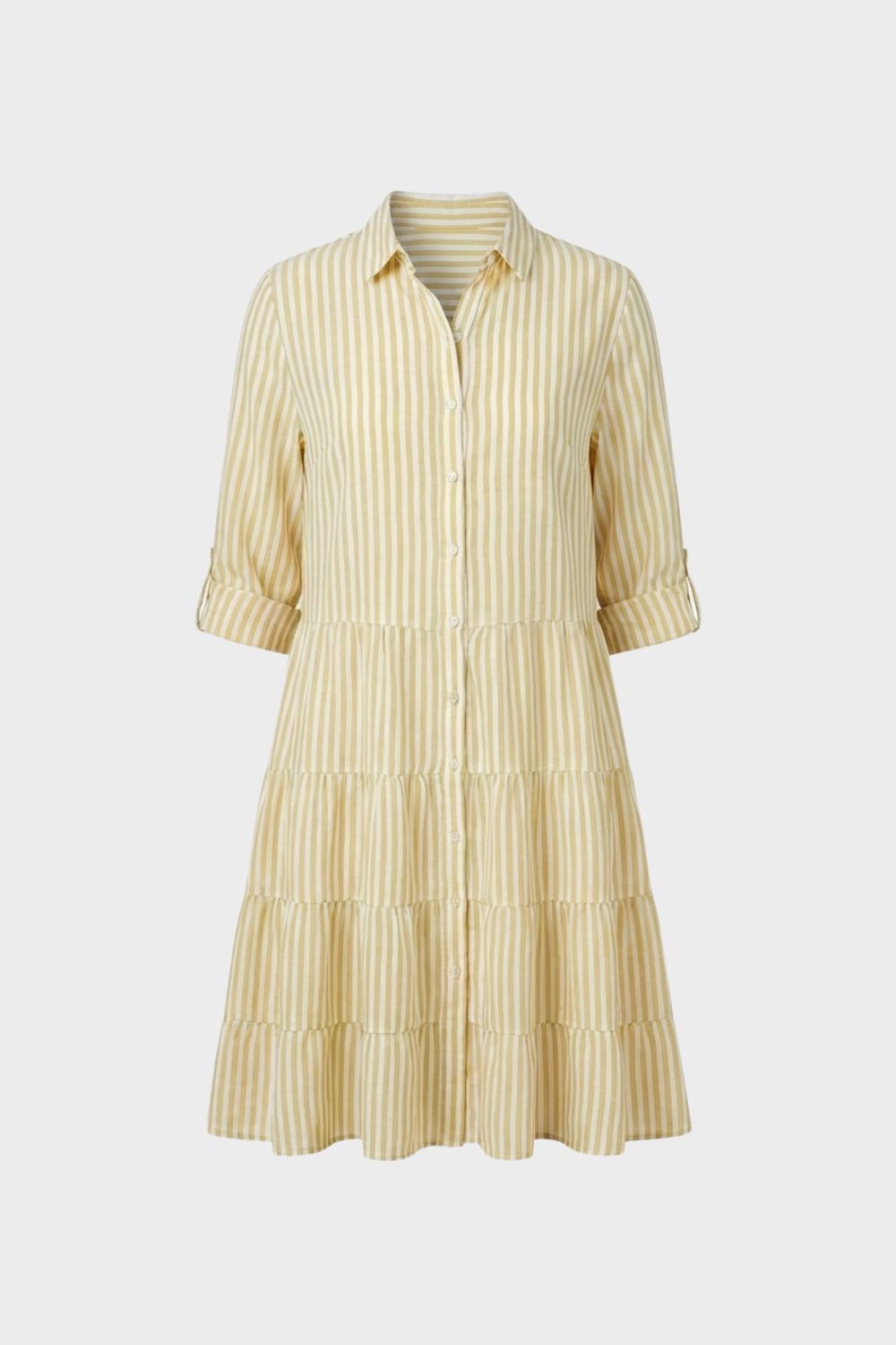 Women's Shirt Dress with Stripes and Button Placket