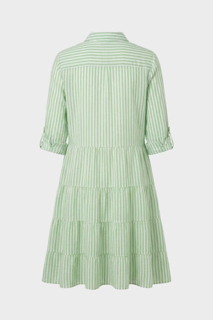 Women's Shirt Dress with Stripes and Button Placket