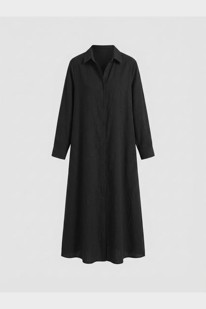 Women's Long Shirt Dress with Button Placket