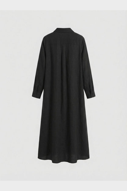 Women's Long Shirt Dress with Button Placket
