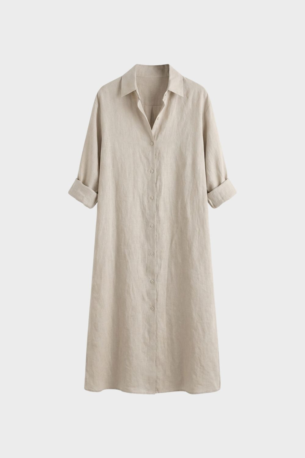 Women's Long Shirt Dress with Button Placket