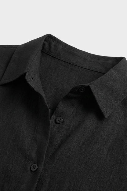 Women's Long Shirt Dress with Button Placket