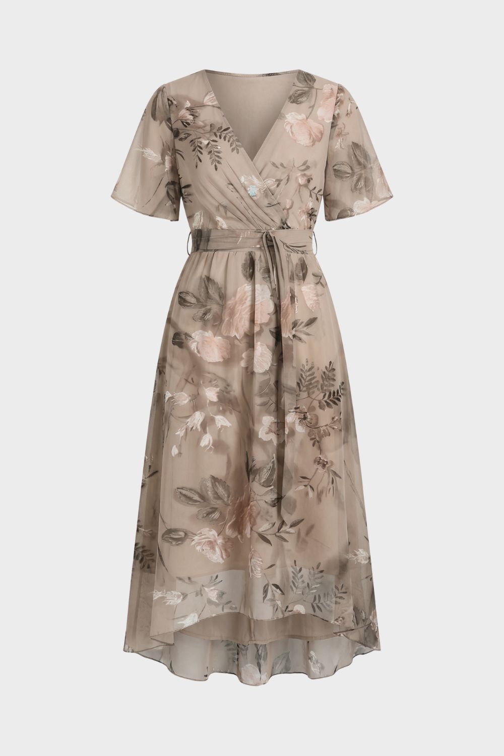 Women's Wrap Dress with V-Neck and Print