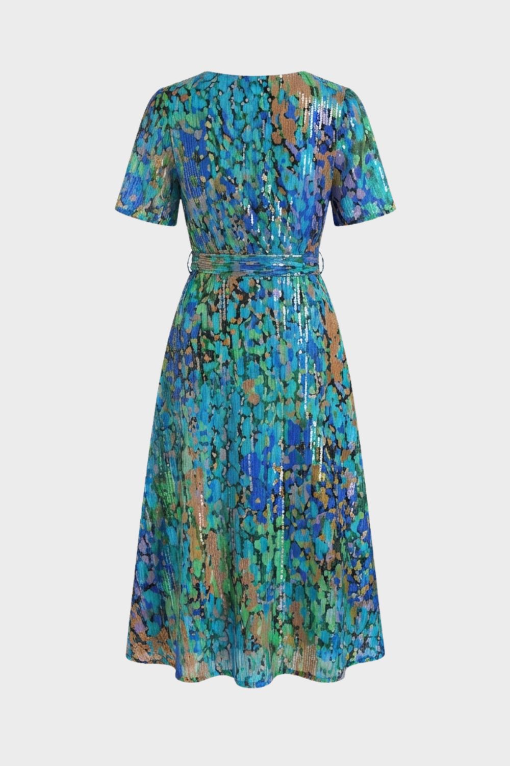 Women's Wrap Dress with V-Neck and Print