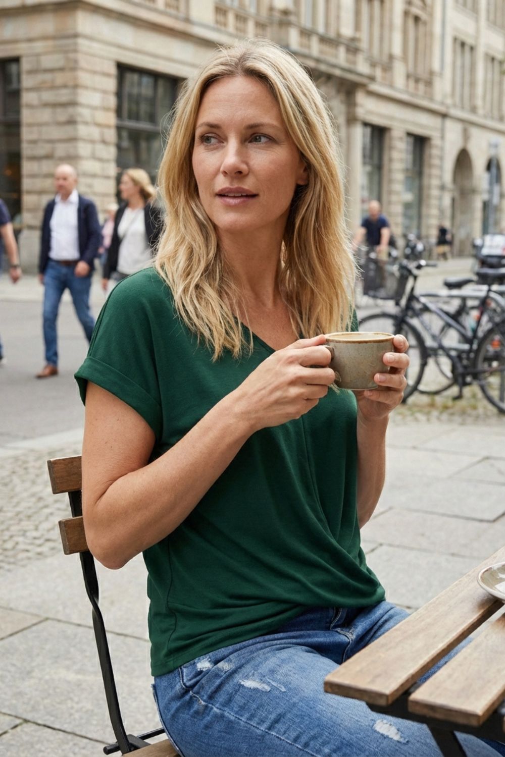 Women's T-Shirt with V-Neck and Short Sleeves