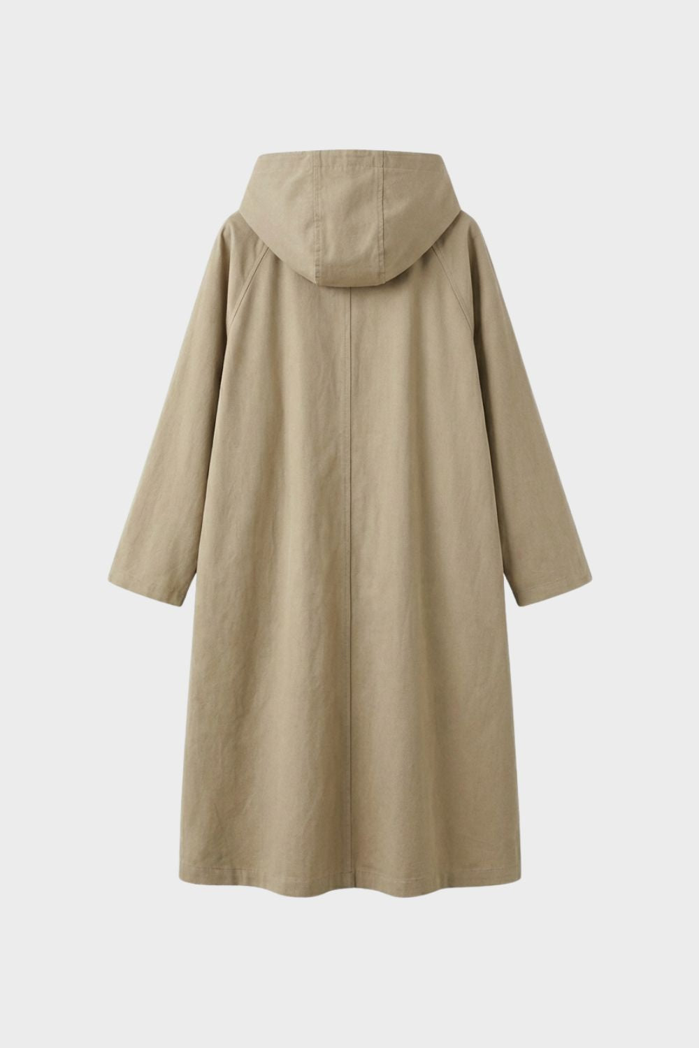 Women's Coat with Hood and Button Placket, Long Style