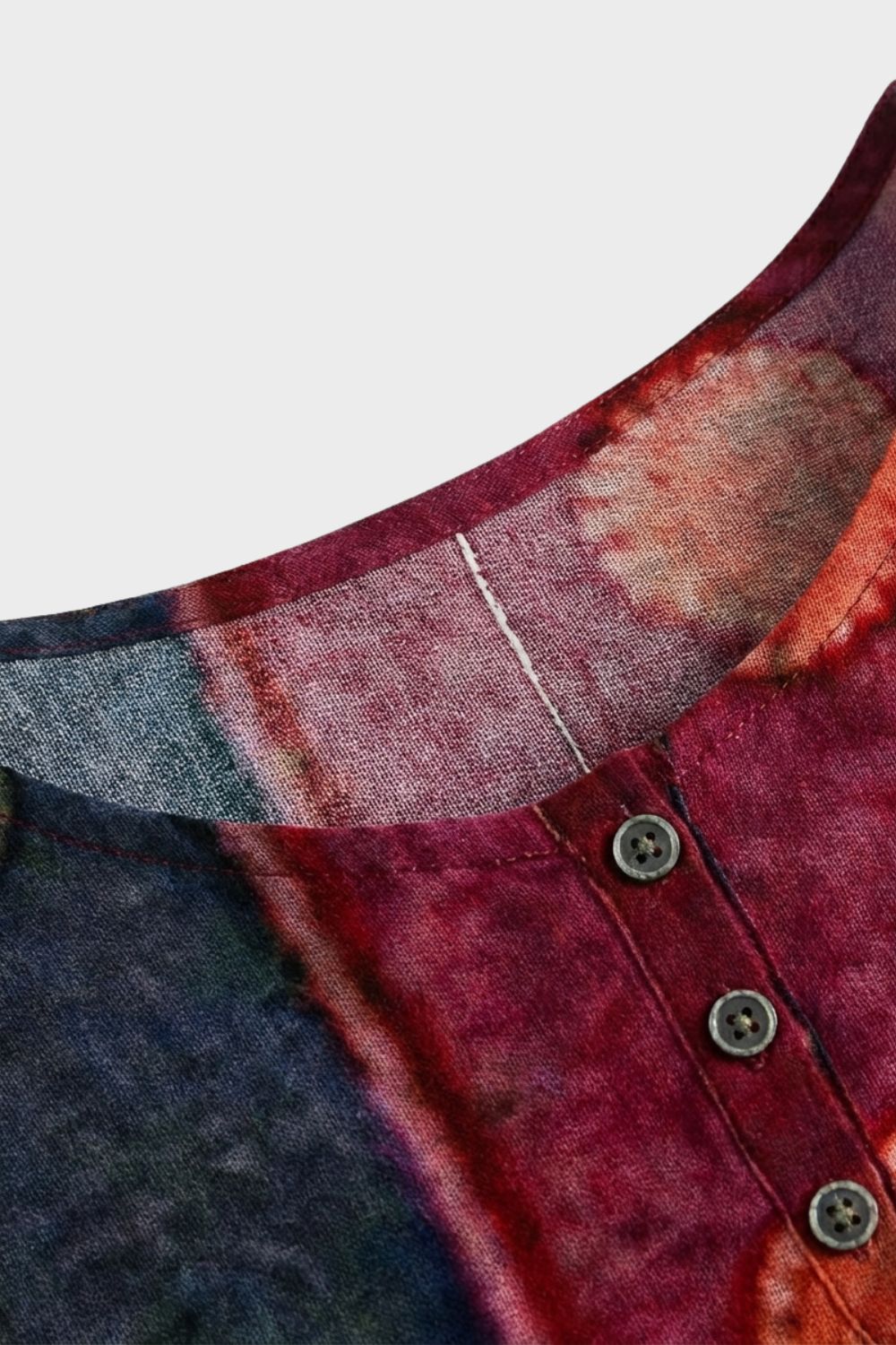Women's 3/4 Sleeve Blouse with Round Neck - Colourful Pattern