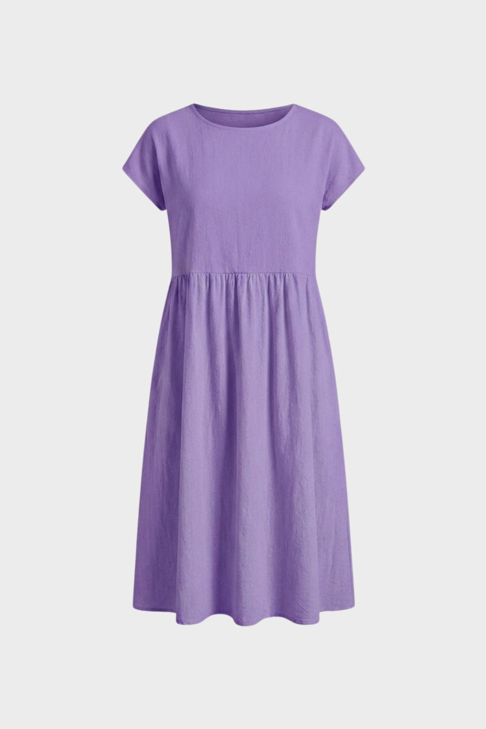 Midi Dress for Women Short Sleeve with Round Neck