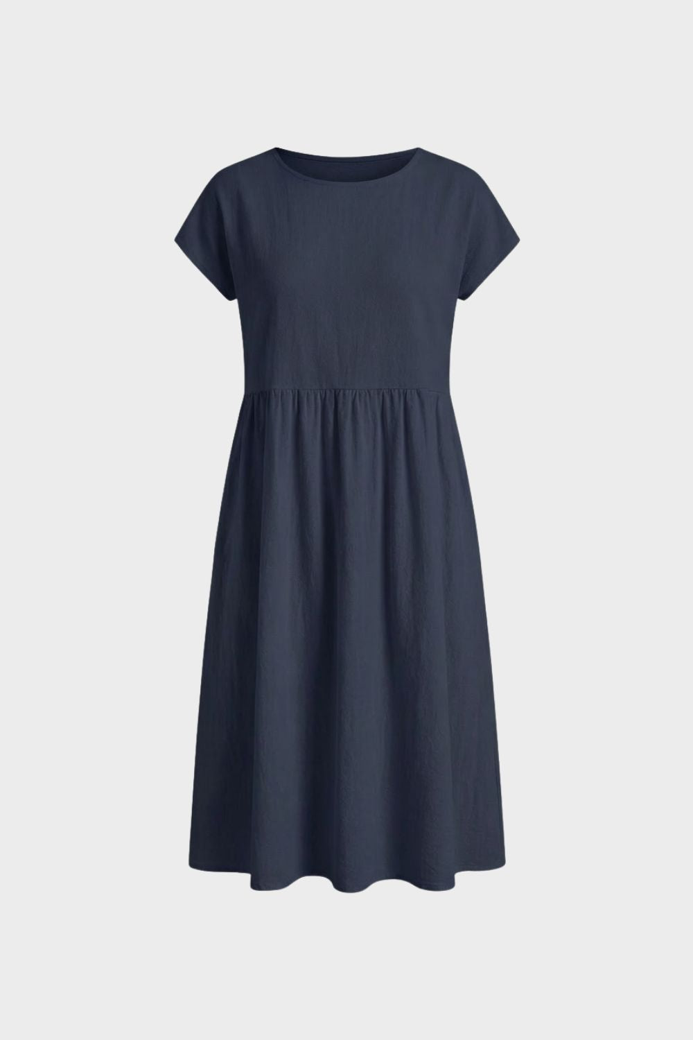 Midi Dress for Women Short Sleeve with Round Neck