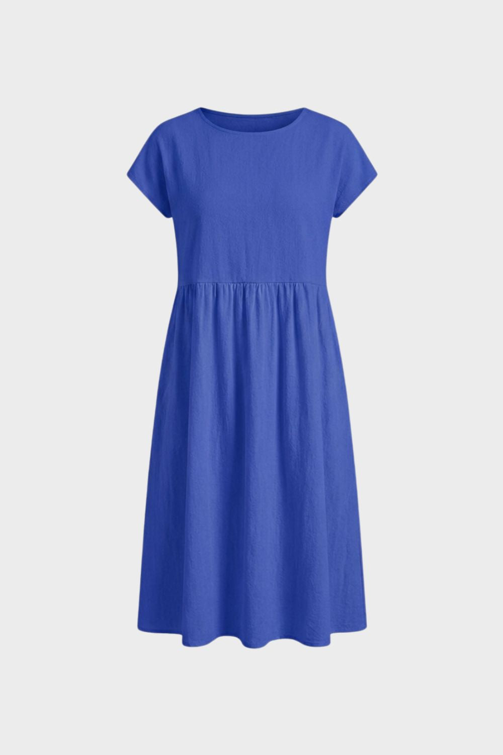 Midi Dress for Women Short Sleeve with Round Neck