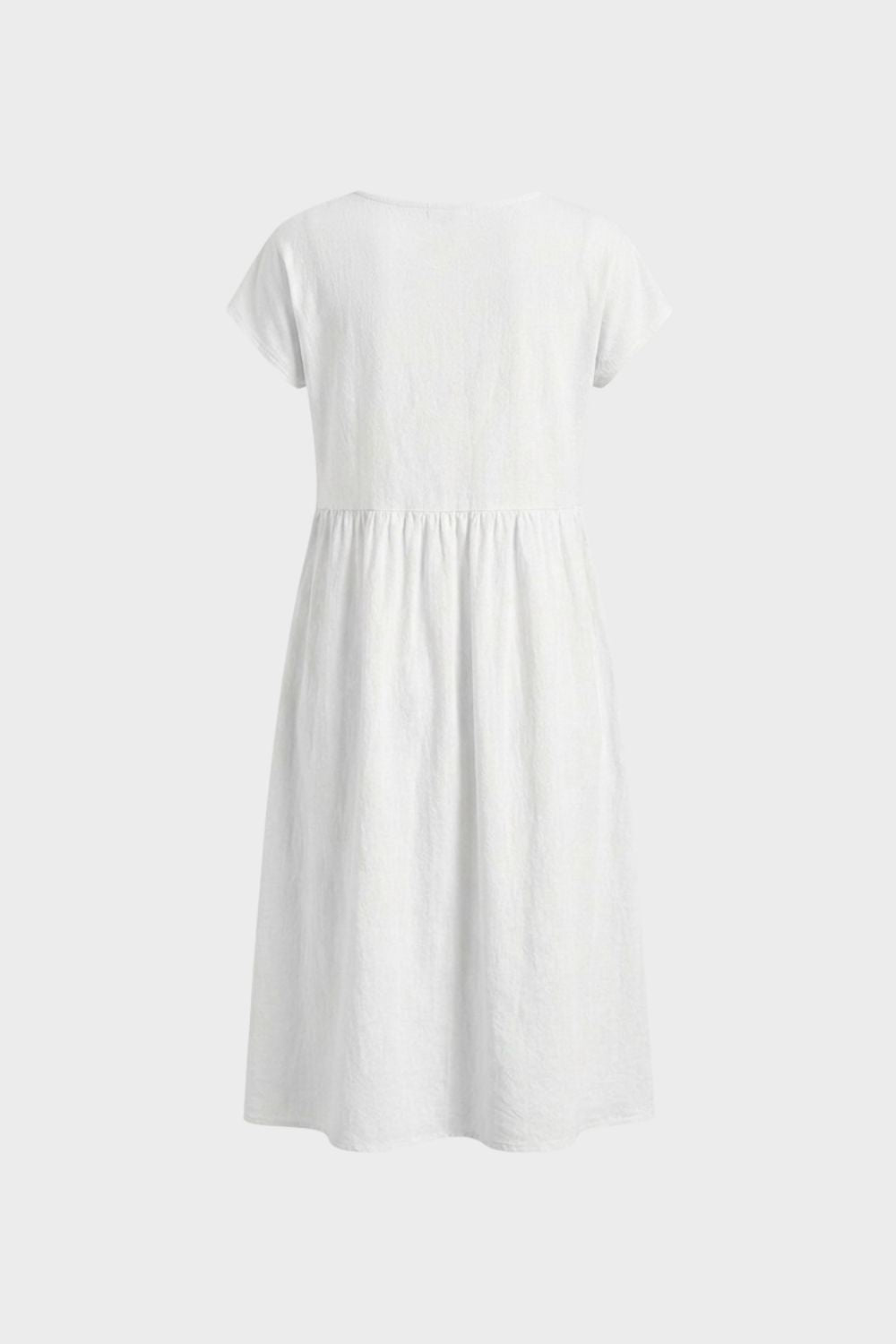 Midi Dress for Women Short Sleeve with Round Neck