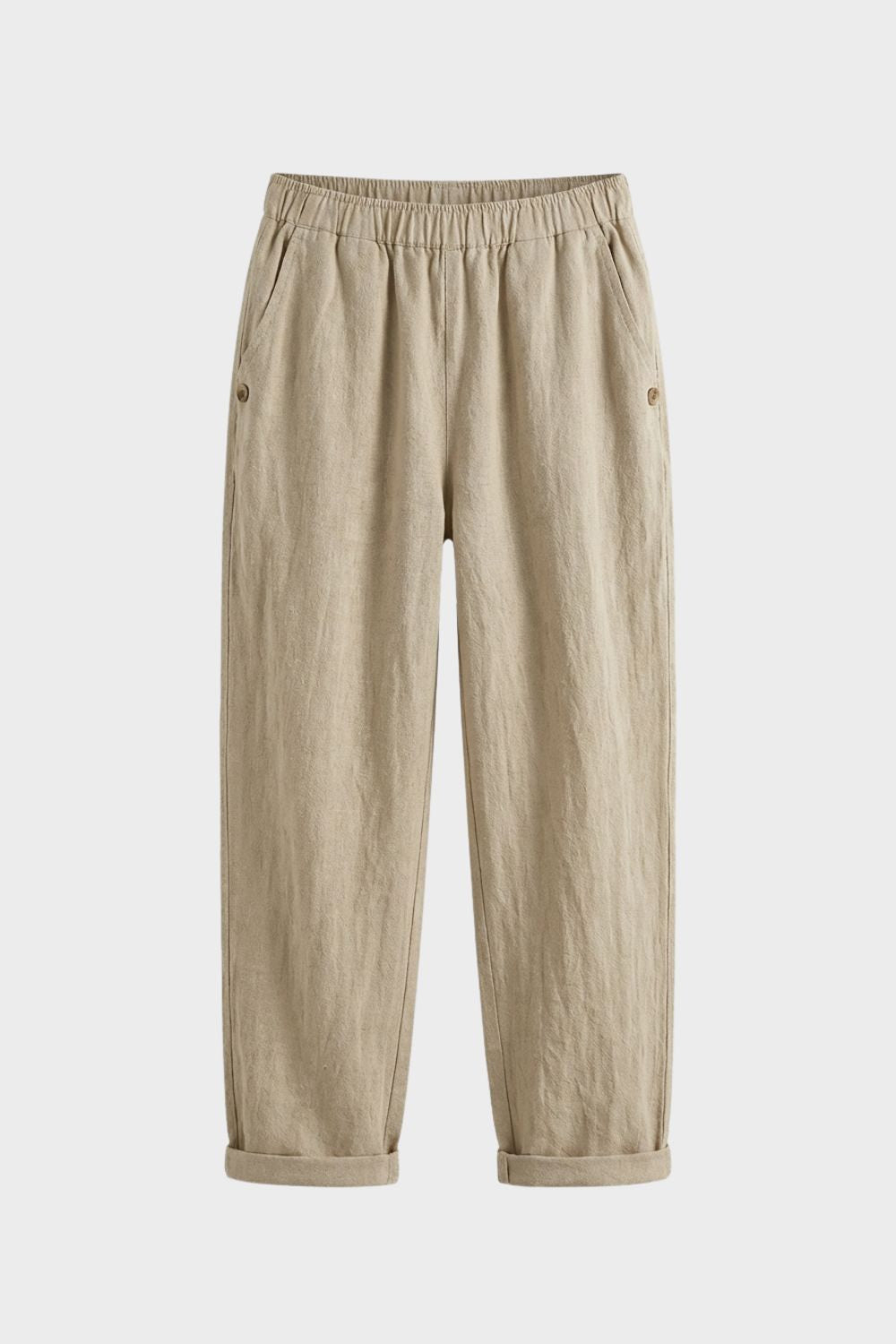 Women's Trousers with Elastic Waistband and Straight Leg