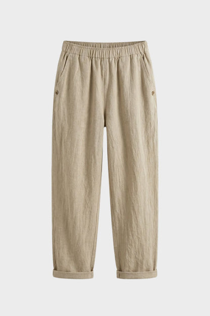 Women's Trousers with Elastic Waistband and Straight Leg