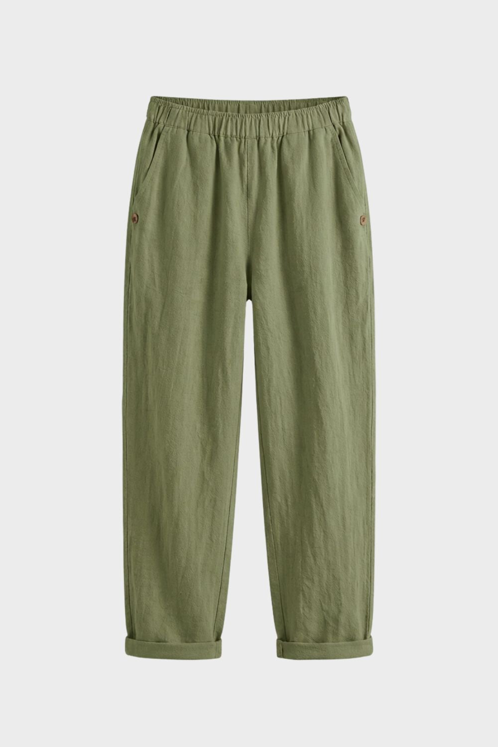 Women's Trousers with Elastic Waistband and Straight Leg