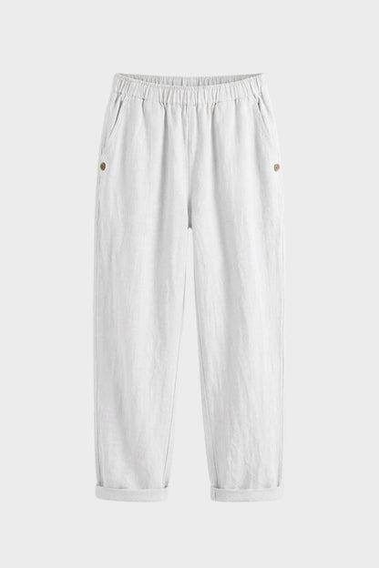 Women's Trousers with Elastic Waistband and Straight Leg