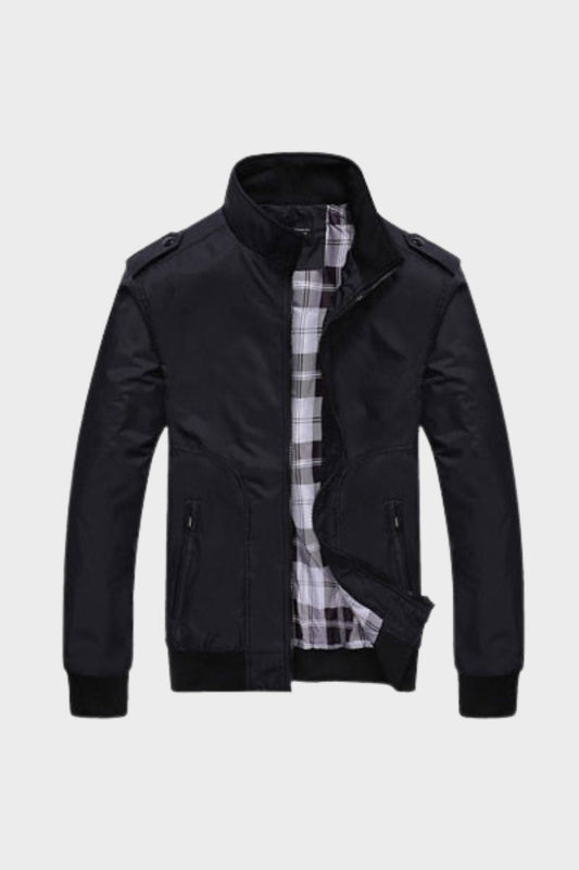 Men's Jacket with Zip and Stand-Up Collar