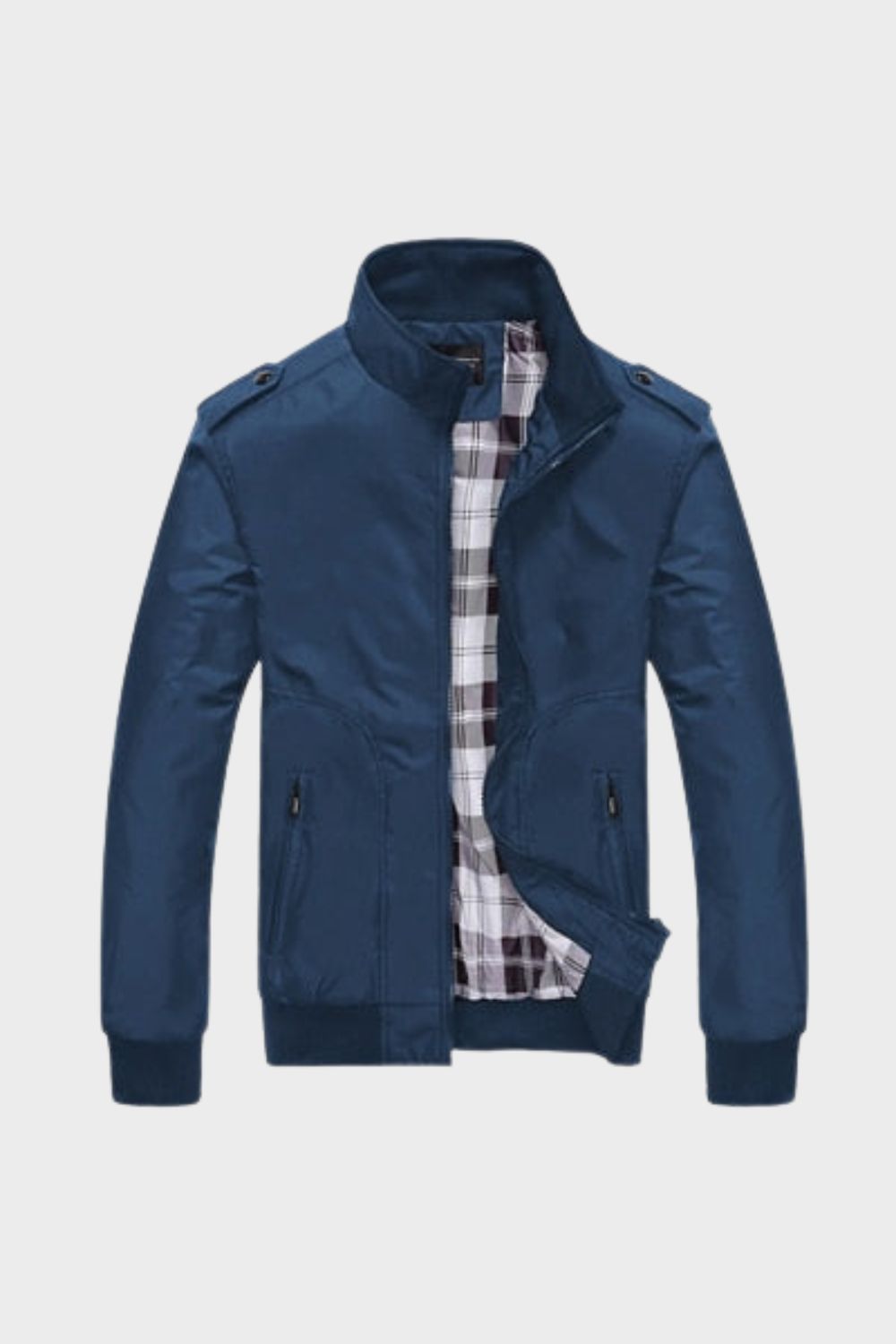 Men's Jacket with Zip and Stand-Up Collar