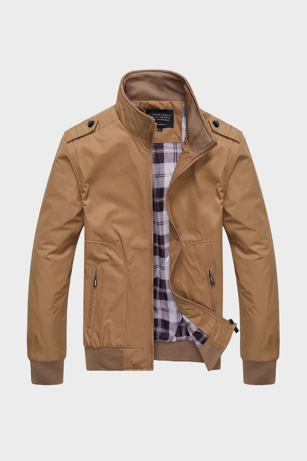 Men's Jacket with Zip and Stand-Up Collar