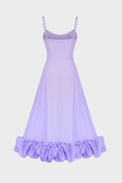 Midi Dress for Women with Straps and Ruffles