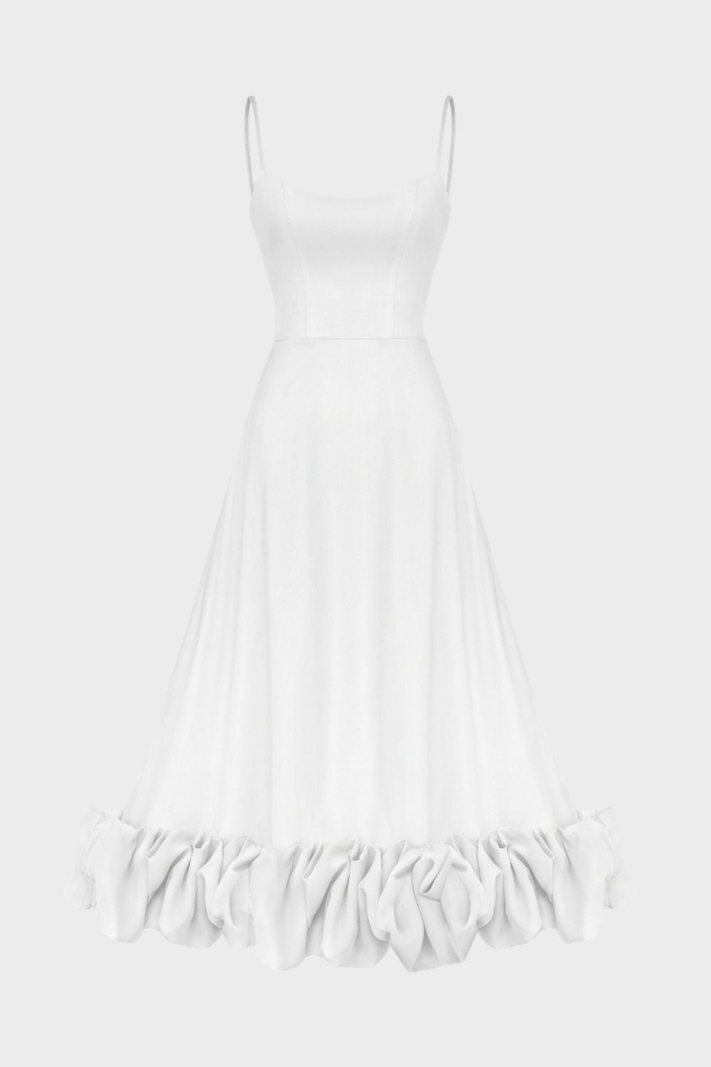 Midi Dress for Women with Straps and Ruffles