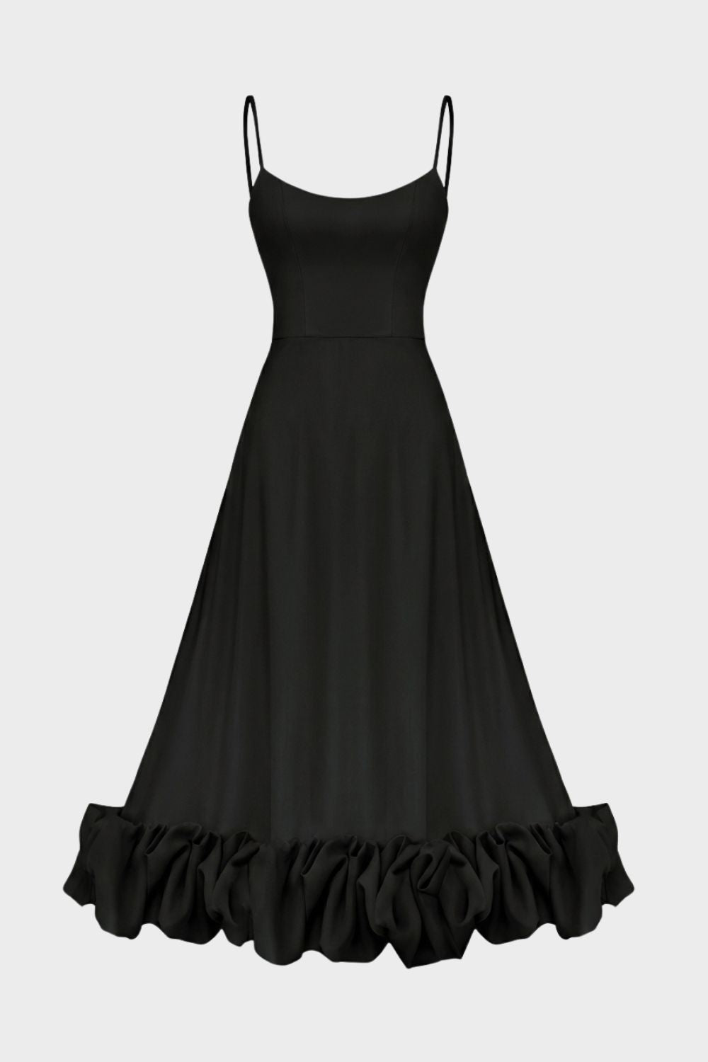 Midi Dress for Women with Straps and Ruffles