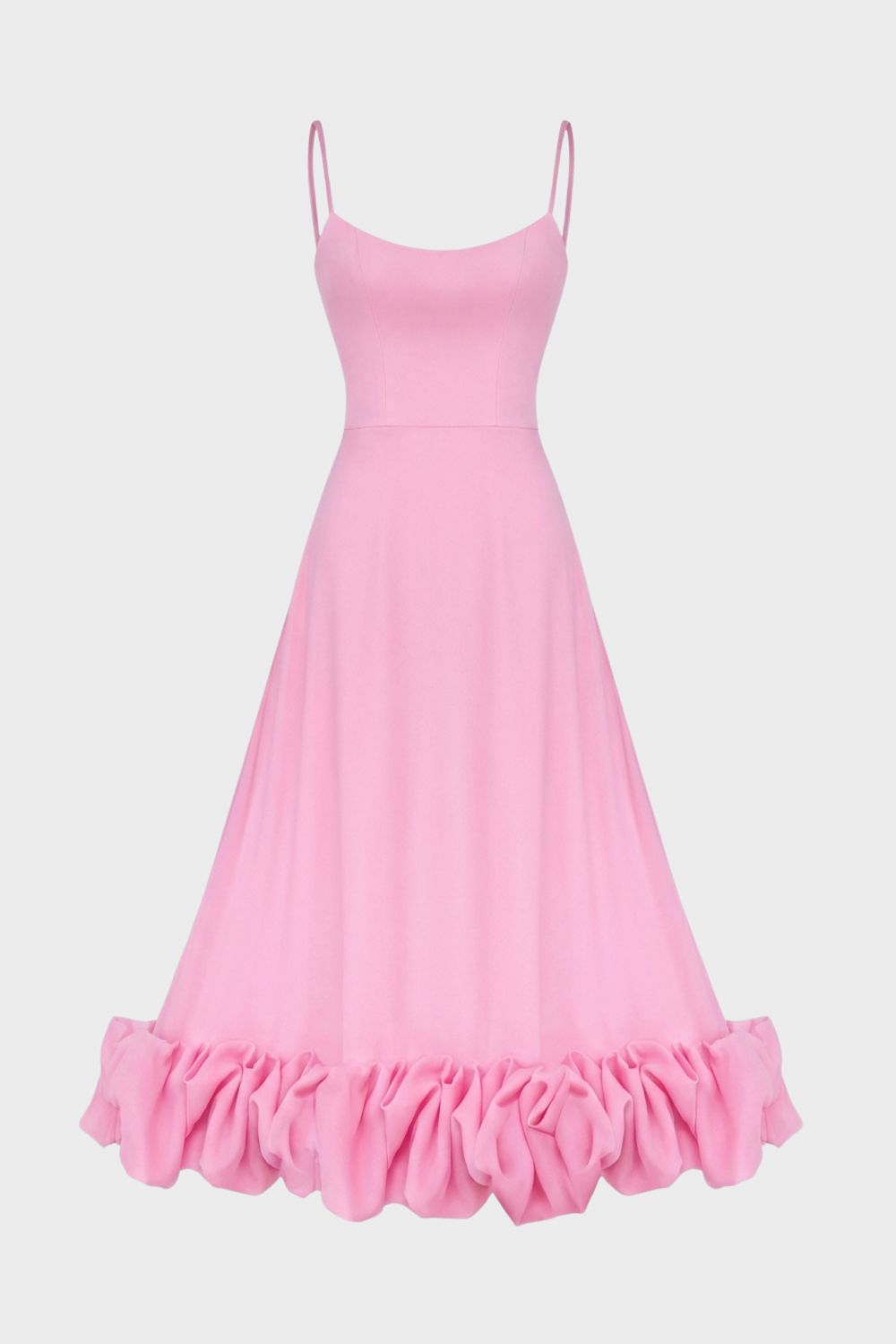 Midi Dress for Women with Straps and Ruffles