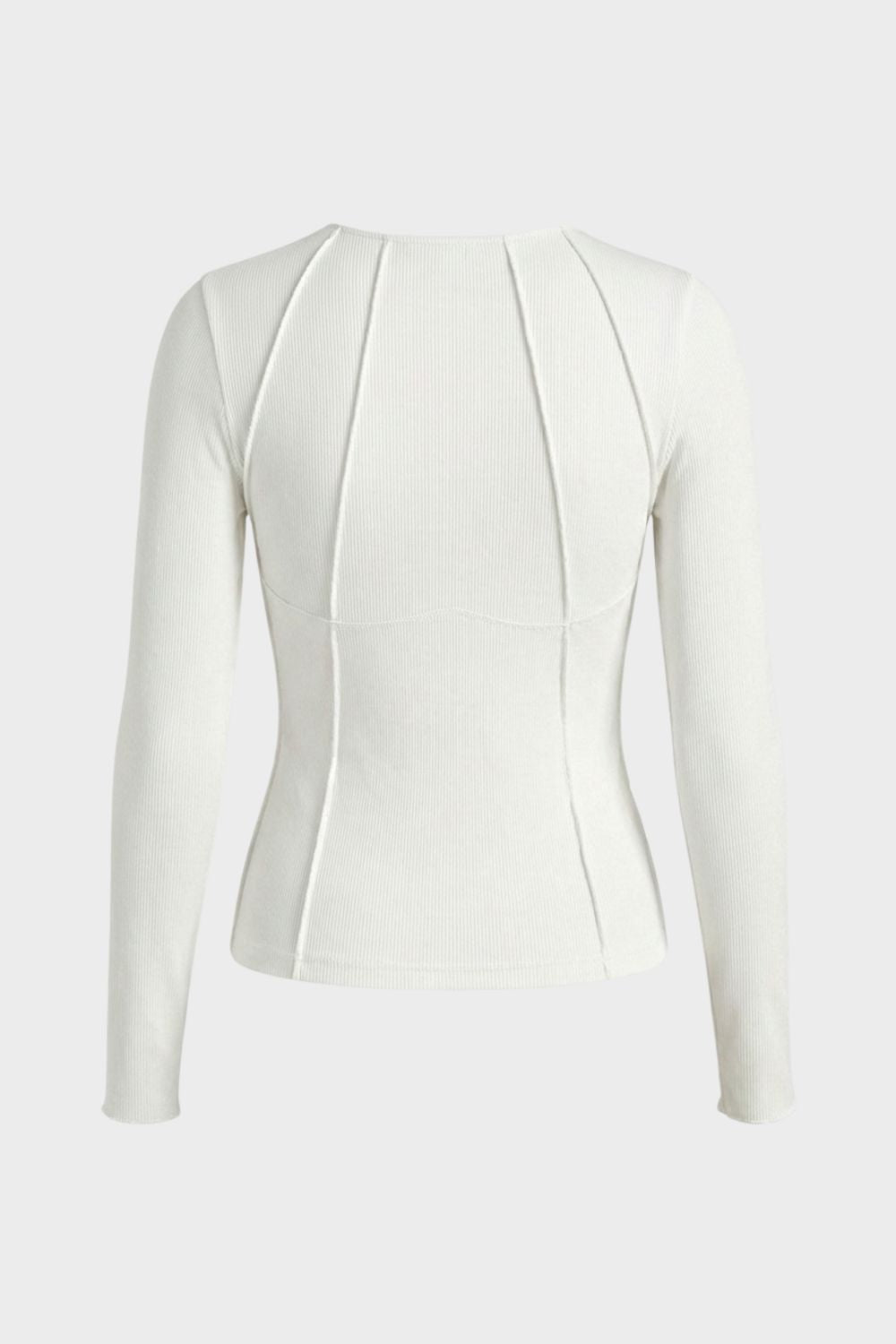 Long Sleeve Top for Women with Round Neck and Ribbed Texture