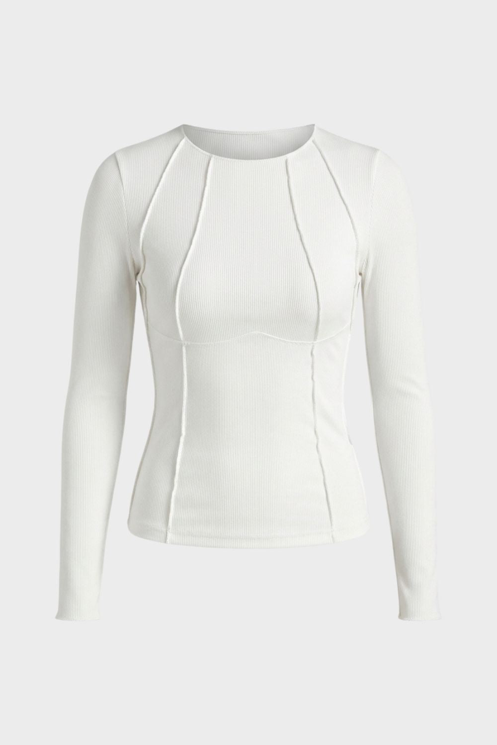 Long Sleeve Top for Women with Round Neck and Ribbed Texture