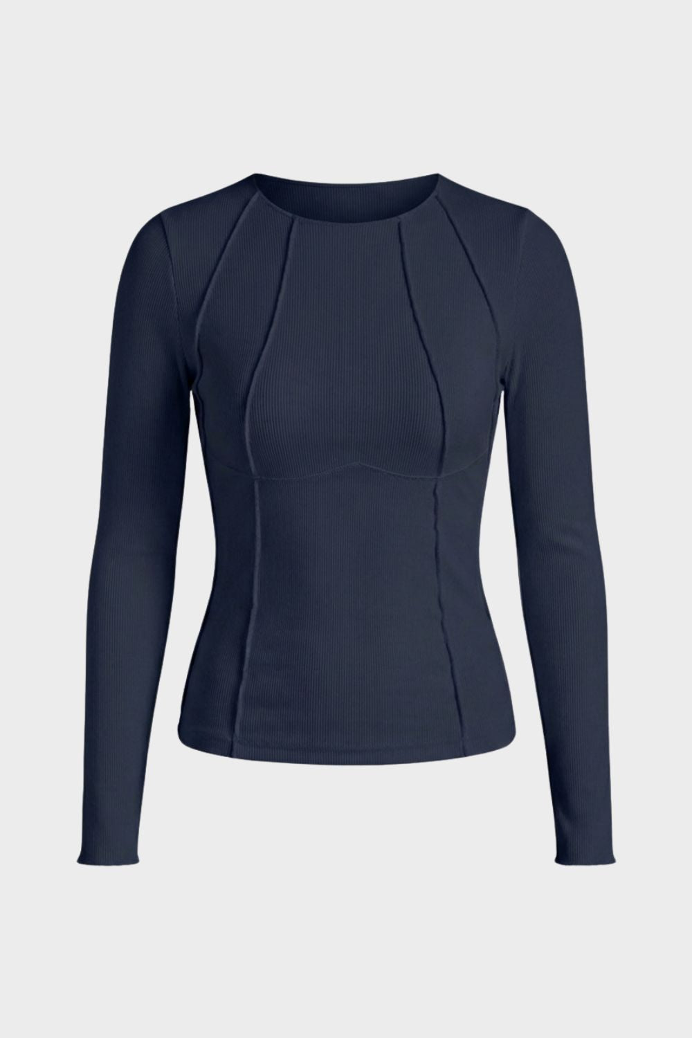 Long Sleeve Top for Women with Round Neck and Ribbed Texture