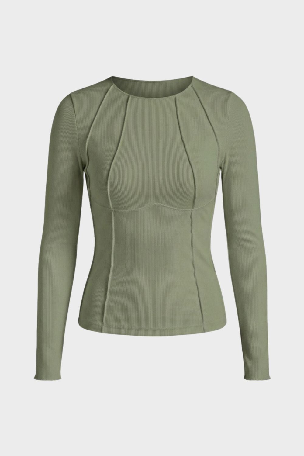 Long Sleeve Top for Women with Round Neck and Ribbed Texture