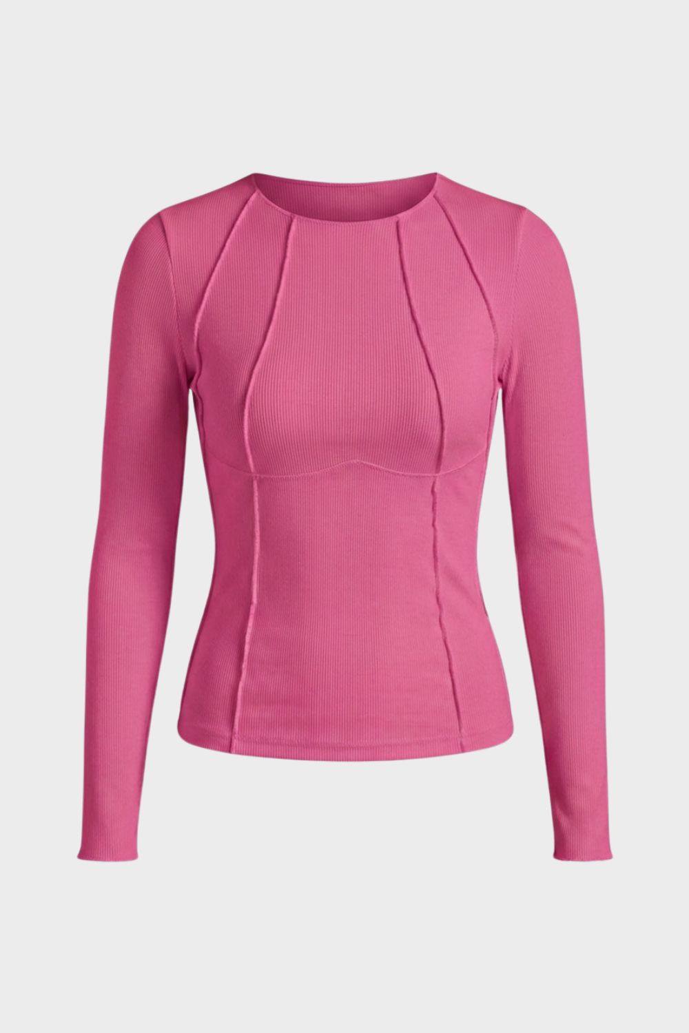 Long Sleeve Top for Women with Round Neck and Ribbed Texture