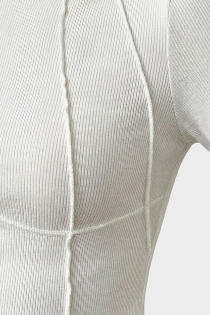 Long Sleeve Top for Women with Round Neck and Ribbed Texture