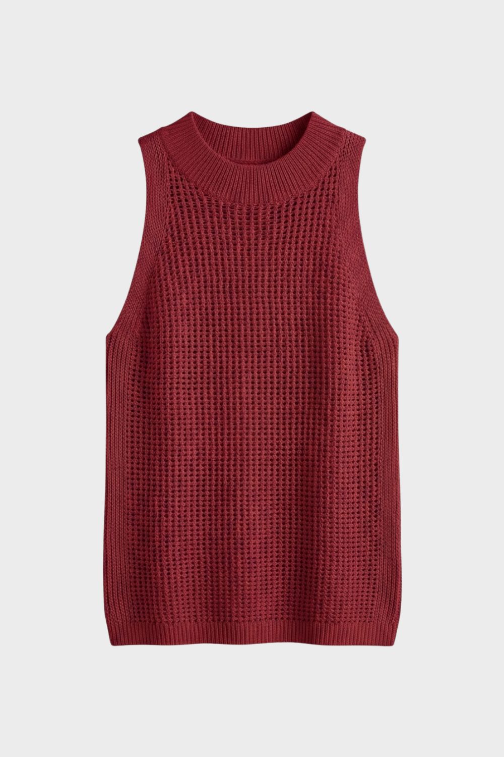 Sleeveless Knit Jumper for Women with Round Neck
