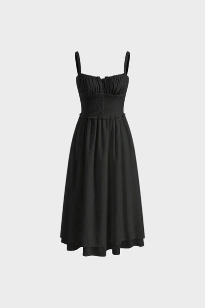 Summer Dress for Women Midi Dress with Straps and Gathering